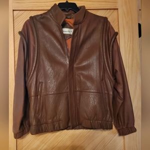 Amazing vintage Danielle Brown genuine leather oversized jacket size 7/8 s/m